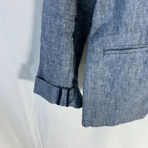 Anthropologie Cartonnier Blue Linen Blend Two Button Blazer Sz 6 - Picture 3 of 9